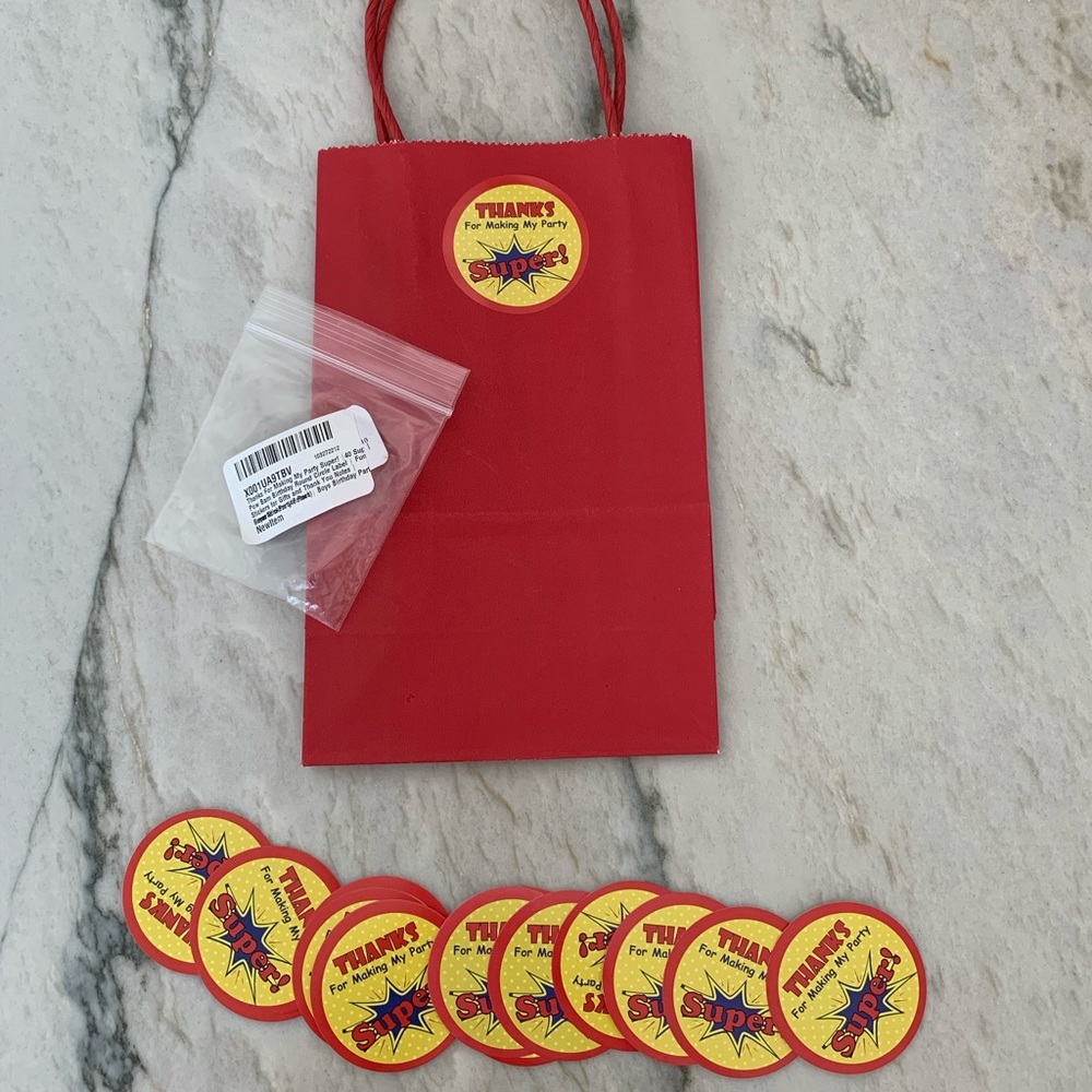 ‘Super’ Party favor stickers, qty 16
